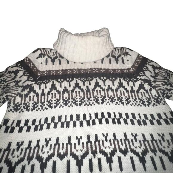 Madewell Iceblock Fair Isle Sweater Merino Wool Cream Brown LG - Picture 4 of 14